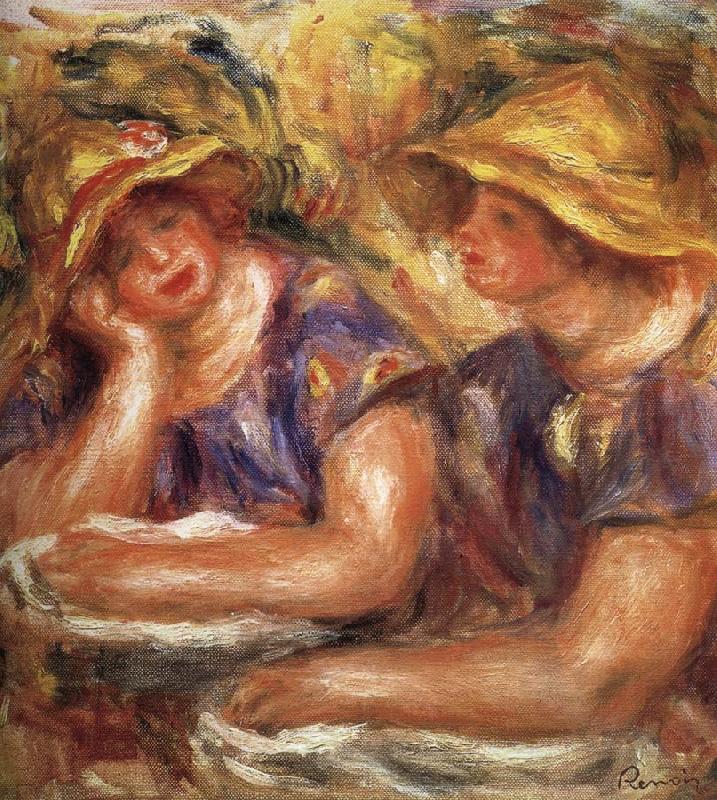Pierre Renoir Two Women in Blue Blouses oil painting image